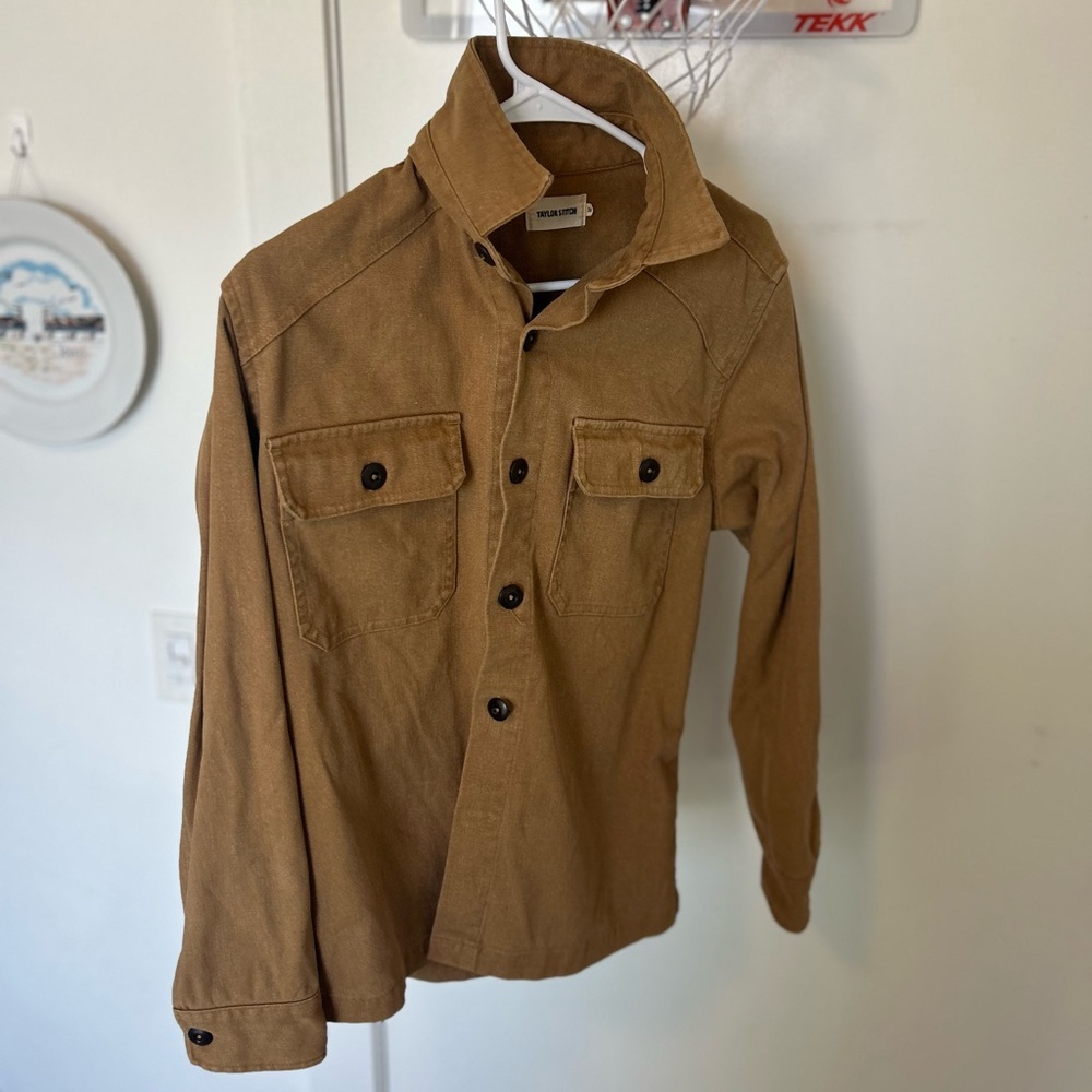 Taylor Stitch Canvas Button Up Khaki Size 38 Men’s Small Organic Cotton Blend
